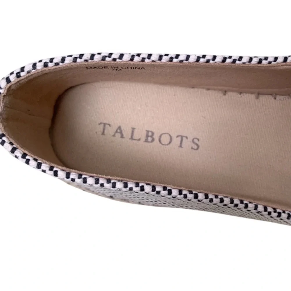 TALBOTS Izzy Ivory/Black Checkered Scalloped ESPADRILLES Size 8 M
